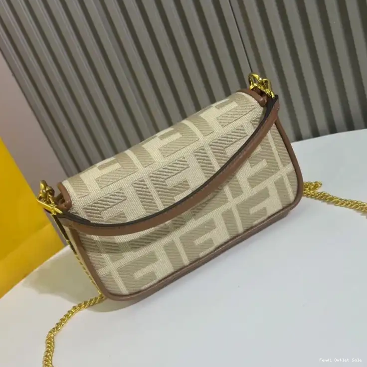 Cheap Motif In Fendi FF Bag Beige Baguette Canvas Mini 0528